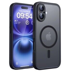TOCOL Iphone 16 Black Magnetic Black Magsafe Compatible Case Matte Translucent